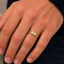 9ct Yellow Gold Men's 6mm Flat Court Beaded Wedding Ring