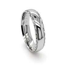 9ct White Gold Men’s 6mm Court Faceted Edge Wedding Ring