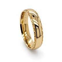 9ct Yellow Gold Men's 5mm Court Faceted Edge Wedding Ring