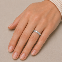 9ct White Gold 3mm Beaded Millgrain Edge Wedding Ring