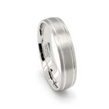 9ct White Gold Matt Polished Lined Court Wedding Ring