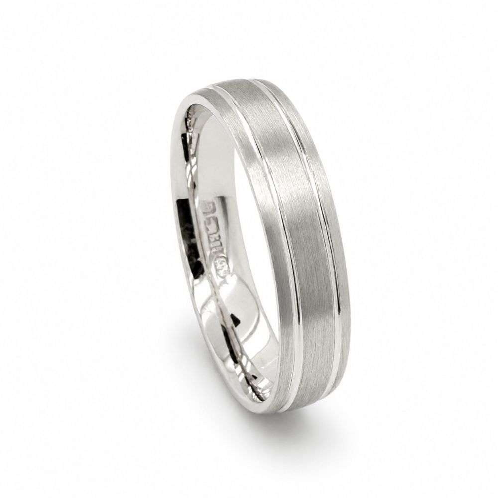9KW5MMDC117 9ct White Gold 5mm Trad Court Matt Polish Lines Wedding Rings top Image 9KW5MMDC117 9ct White Gold 5mm Trad Court Matt Polish Lines Wedding Rings top Image