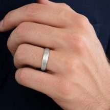 9ct White Gold Matt Polished Lined Court Wedding Ring