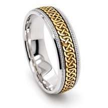 9ct Yellow & White Gold 6mm Celtic Weave Centre Wedding Ring