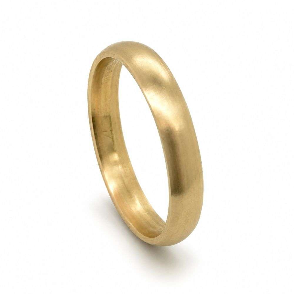 9KY-4-TC-M 9ct Yellow Gold Matt Finish Trad Court Wedding Ring Front Image 9KY-4-TC-M 9ct Yellow Gold Matt Finish Trad Court Wedding Ring Front Image