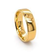9ct Yellow Gold Men's 6mm Soft Court Lined Edge Wedding Ring
