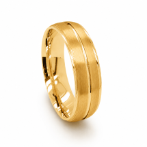 9ct Yellow Gold Men's 6mm Court Matt Centre Lined Wedding Ring