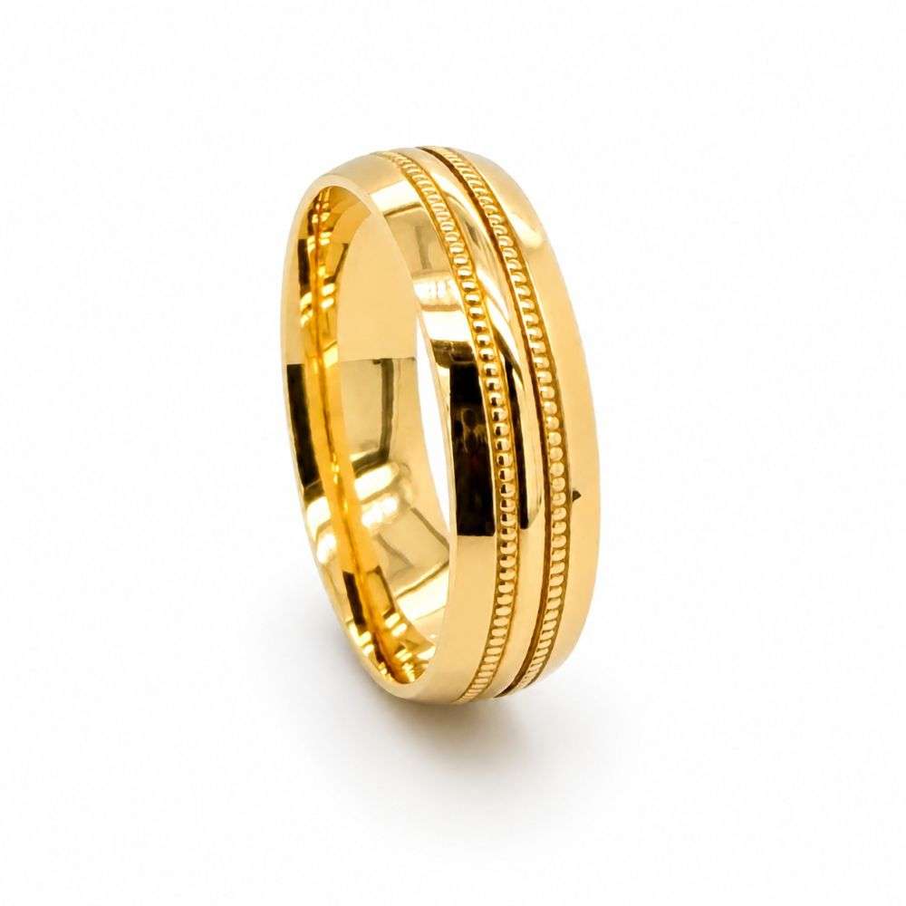 9KYTCD114C6MM 9ct yellow gold 6mm traditional court beaded centre wedding ring front image 9KYTCD114C6MM 9ct yellow gold 6mm traditional court beaded centre wedding ring front image