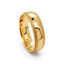 9ct Yellow Gold Men's 6mm Court Beaded Edge Wedding Ring
