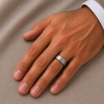 Argentium Men’s 5mm Court Matt Lined Centre Wedding Ring