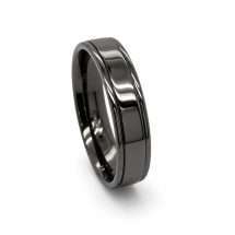 Argentium 5mm Black Rhodium Flat Lined Court Wedding Ring