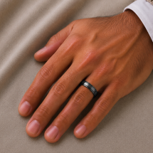 Argentium 5mm Black Rhodium Flat Lined Court Wedding Ring