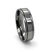 Argentium 6mm Black Rhodium Flat Lined Court Wedding Ring