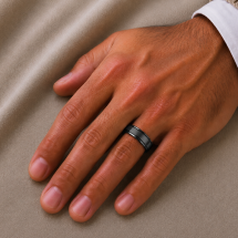 Argentium 6mm Black Rhodium Flat Lined Court Wedding Ring