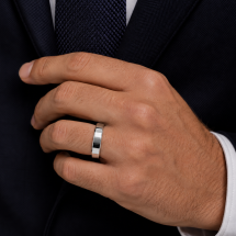 Argentium 5mm Flat Court Bevelled Edge Wedding Ring