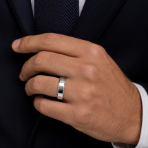 Argentium 6mm Flat Court Bevelled Edge Wedding Ring