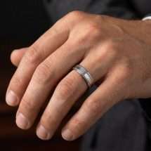 Palladium Men’s 6mm Flat Court Beaded Centre Wedding Ring