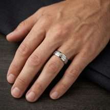 Palladium Men’s 6mm Court Beaded Centre Wedding Ring