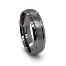 Argentium Black Rhodium 6mm Matt Centre Polished Side Wedding Ring