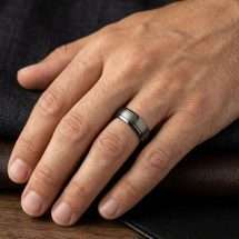 Argentium Black Rhodium 6mm Matt Centre Polished Side Wedding Ring