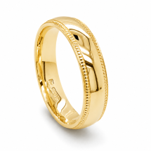 9ct Yellow Gold Men's 5mm Court Beaded Edge Wedding Ring