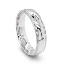 Argentium 5mm Traditional Court Beaded Edge Wedding Ring