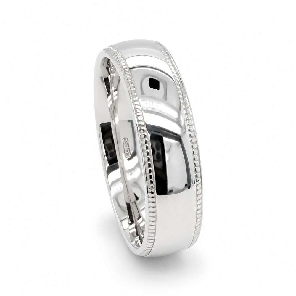 DC116-ARG-6mm Argentium 6mm Traditional Court Beaded Edge Wedding Ring front image DC116-ARG-6mm Argentium 6mm Traditional Court Beaded Edge Wedding Ring front image