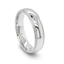 Palladium Men’s 5mm Court Beaded Edge Wedding Ring