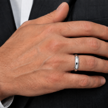 Argentium Men’s 5mm Court Beaded Edge Wedding Ring