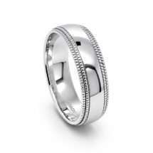 Palladium Men’s 6mm Court Beaded Edge Wedding Ring