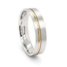 Argentium And 9ct Yellow Gold Matt 5mm Flat Court Wedding Ring