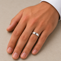 Argentium 5mm Court Faceted Design Court Wedding Ring