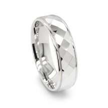 Argentium 6mm Court Faceted Design Court Wedding Ring