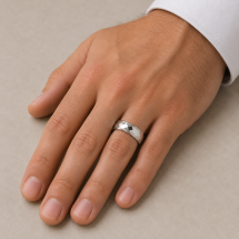 Argentium 6mm Court Faceted Design Court Wedding Ring