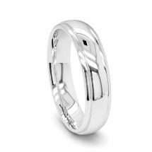 Argentium 5mm Traditional Court Lined Edge Wedding Ring