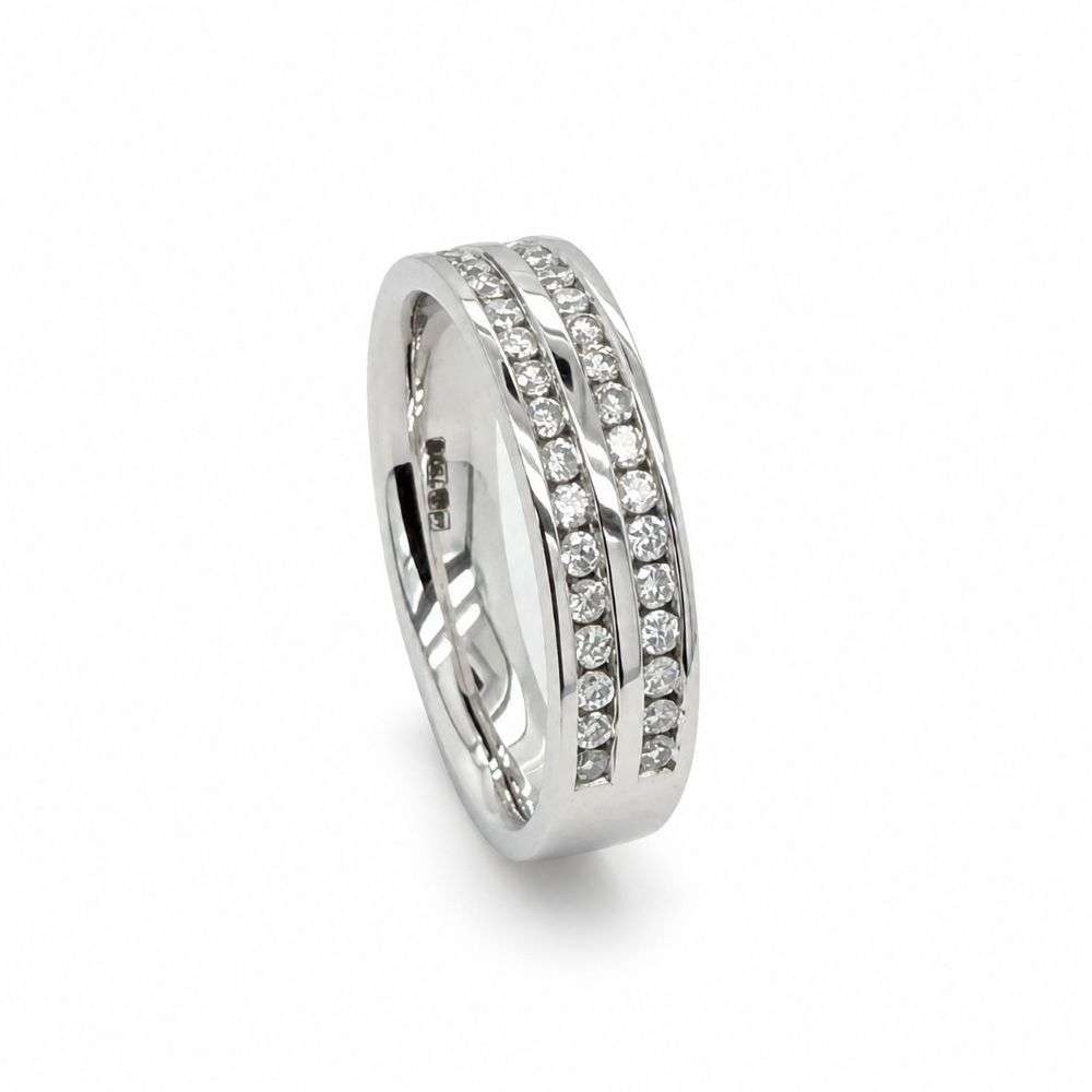 DRC-400-050-18W 18ct white gold 50pts double channel wedding ring front image DRC-400-050-18W 18ct white gold 50pts double channel wedding ring front image