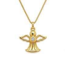 Sterling Silver Gold CZ Set Angel Pendant