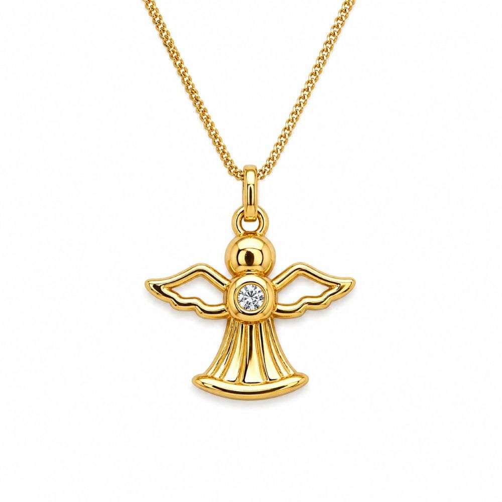 HSP105F Silver gold plated cz set angel pendant flat image