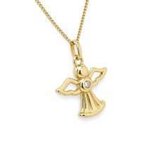Sterling Silver Gold CZ Set Angel Pendant