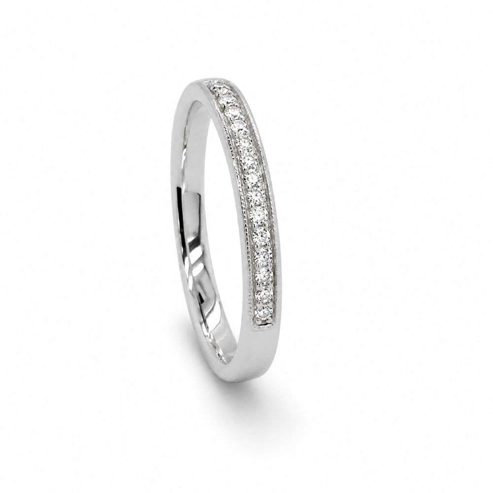 MCS-220-009-9W 9ct white gold 9pts diamond pave set wedding ring front image