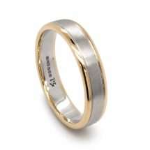 Silver And 9ct Yellow Gold Matt 5mm Court Wedding Ring
