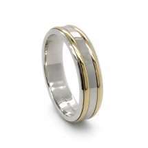 Silver And 9ct Yellow Gold 6mm Wedding Ring