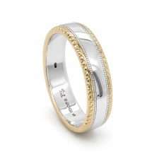 Silver And 9ct Yellow Gold 6mm Court Wedding Ring
