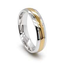 Silver And 9ct Yellow Gold 5mm Court Wedding Ring