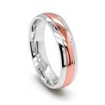 Silver And 9ct Rose Gold Centre Court Wedding Ring