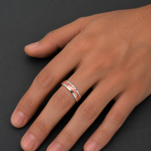 Silver And 9ct Rose Gold Centre Court Wedding Ring