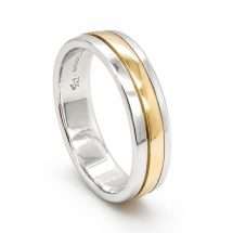 Silver And 9ct Yellow Gold 5mm Court Wedding Ring