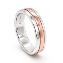 Silver And 9ct Rose Gold Centre 5mm Court Wedding Ring