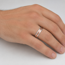 Silver And 9ct Rose Gold Centre 5mm Court Wedding Ring