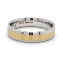 Silver And 9ct Yellow Gold 5mm Court Wedding Ring